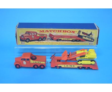 A boxed Lesney K-8 prime mover and Caterpillar tractor