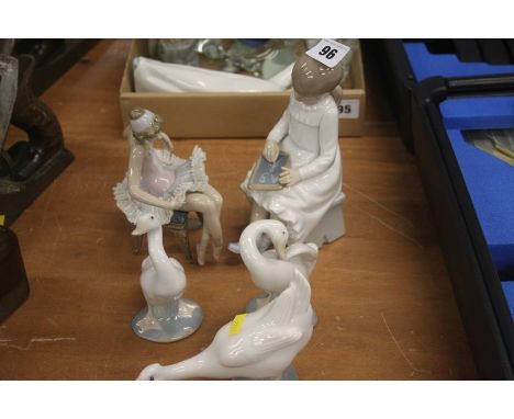 Collection of Lladro (3) and Nao (2)