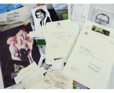COLLECTION OF EPHEMERA including autographs, signed letters from artists, politicians, also noted concert passes for Robert P