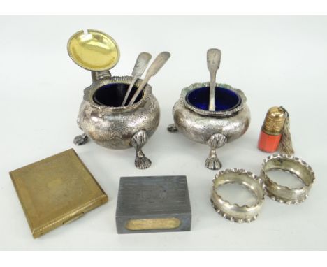 ASSORTED SILVER &amp; OTHER ITEMS INCLUDING COLONIAL TWO-PIECE PART TEASET the part teaset comprising lidded sugar basin and 