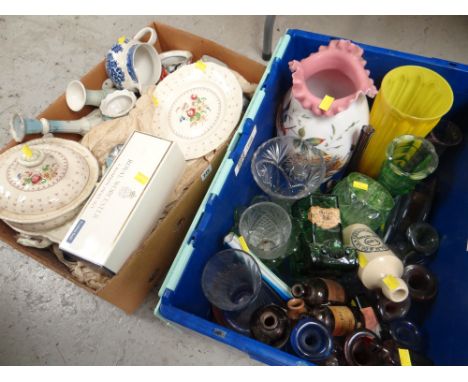 ASSORTED GLASS &amp; CERAMICS including a Royal Doulton ''Warwick', Royal Worcester ramekins, glass vases and bottled ETC