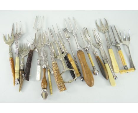COLLECTION OF APPROX. TWENTY TOASTING FORKS including silver content, ivory ETC