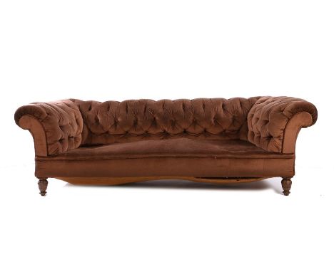 Early 20th Century Chesterfield settee, with a button back above the seat and turned legs, 200cm wide