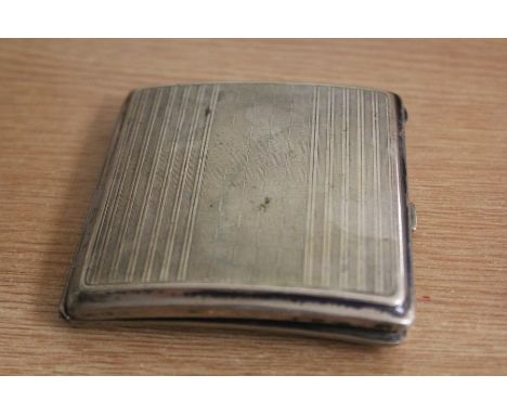 Continental silver cigarette case, with engine turned exterior and gilt interior engraved "27 Februar 1933", stamped 800, 2.9