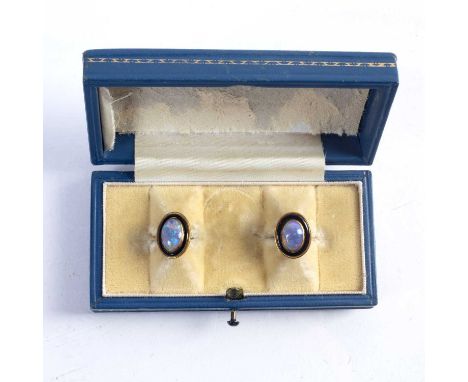 Pair of opal earringson yellow precious metal mounts, unmarked, 5g approx overallCondition report: At present, there is no co