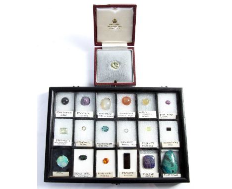 Collection of unmounted stones and gemstonesall set loose in a tray, eighteen in total (untested)Condition report: All gemsto