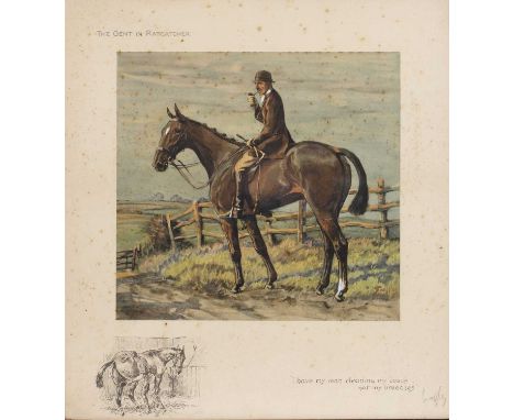 Charles Johnson Payne (1884-1967)'The Gent in Ratcatcher', coloured print, signed in pencil 'Snaffles', 25cm x 26cm, 'Merry E