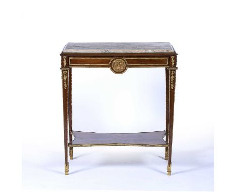 Louis XVI revival marble top centre tableFrench, circa 1900, with gilt metal classical mounts, on tapering supports, and with