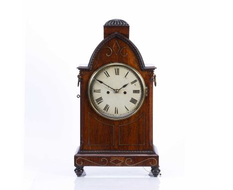 Bunyan & Gardner of Salford, mid 19th centuryrosewood and brass inlaid bracket clock with painted dial having a pull repeat m