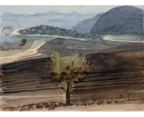 David Parfitt (b.1943)'Untitled landscape with tree' watercolour, signed and dated 1989 in pencil lower right, 22.5cm x 31cmC