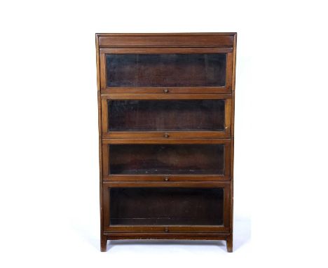 Mahogany Globe Wernicke style bookcaseof four tiers, 87cm wide, 25cm deep, 141.5cm highCondition report: Small losses, wear a