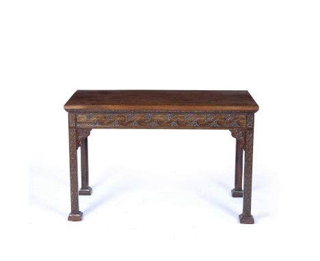 Chippendale Revival mahogany side tablecirca 1900, with Vitruvian scroll and carved supports, 112cm wide x 57cm deep x 71.5cm