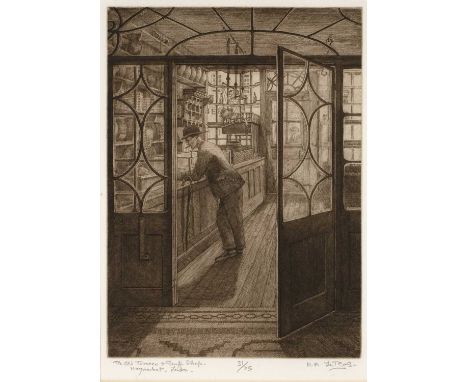 Rachel Anne Le Bas (b.1923)'The Old Tobacco and Snuff Shop, Haymarket' etching, numbered 31/75, signed in pencil lower right,