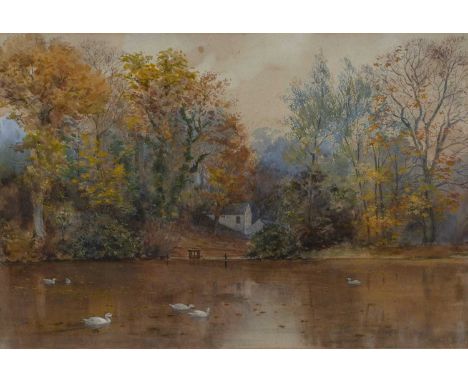 Vincent R. Balfour Browne (1880-1963)'Untitled house by river and geese' watercolour, initialled lower right, 30cm x 45cm Con