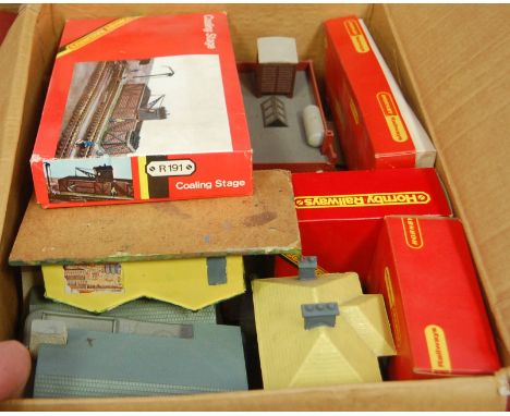 Three boxes containing a collection of 00 gauge railway items, to include Triang, Hornby etc 