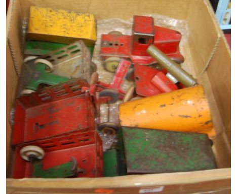 A quantity of large scale pressed steel toys, to include articulated side-tipping lorry