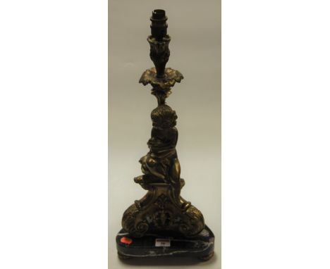 A reproduction gilt metal table lamp in the Baroque style, 51cm