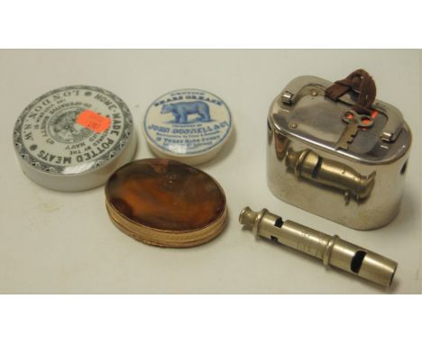 A small collection of miscellaneous items to include Army and Navy Homemade Potted Meats Co-operative Society pot lid, one ot