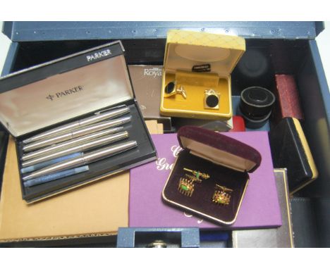 A collection of miscellaneous items to include various Parker ballpoint pens, Consul Royal pocket cigarette lighter, gent's g