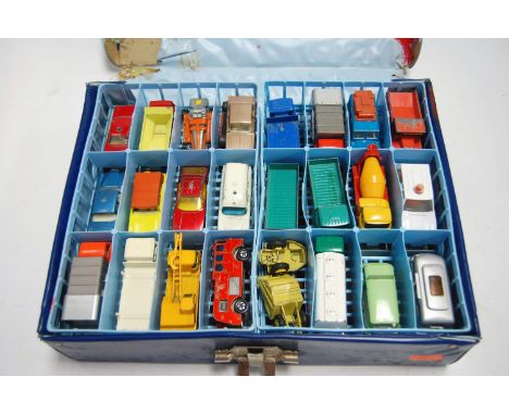 An official Matchbox Series collectors case with contents to include Lesney Merriweather fire engine, Lesney Ford Cortina, No