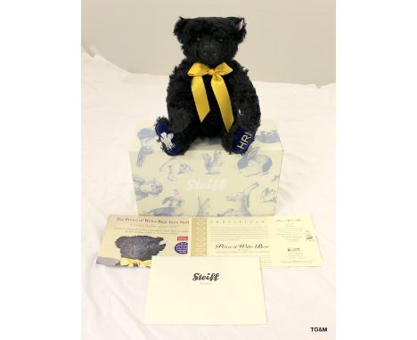 A Steiff Prince of Wales Bear RARE IN THE SECONDARY MARKET BLACK 32cm PRINCE of WALES STEIFF BEAR made in 2008 and Ltd Ed of 