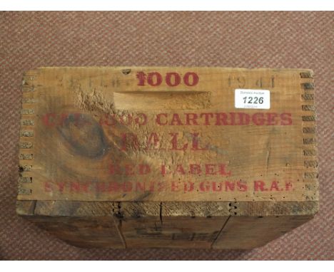 A fully stamped and 1941 dated Remington ammunition box for 1,000 .300 cal rounds, for RAF machine gun use