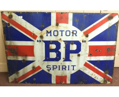 An enamel BP Motor Spirit sign 36" x 54"