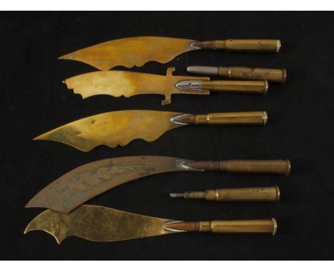 WWI Trench Art letter openers, bullet knife etc