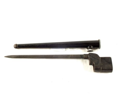 A No.4 bayonet with scabbard and a socket bayonet for Enfield/Snider (missing ring)