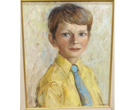 L ANDERSON Portrait of a young boy, head and shoulders, signed, oil on canvas, 50 x 40cm Condition Report: Available upon req