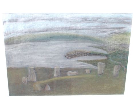 BRYAN LEARMOND Stone circle, North Uist, pastel sketch, 40 x 57cm Condition Report: Available upon request