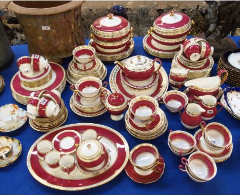 An extensive Wedgwood Whitehall dinner service comprising four tureens, two with lids, twelve dinner plates two oval platters