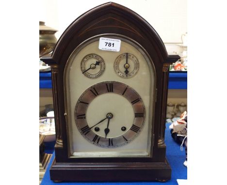 Arch topped mantle clock with silvered chaptering Condition Report: Available upon request