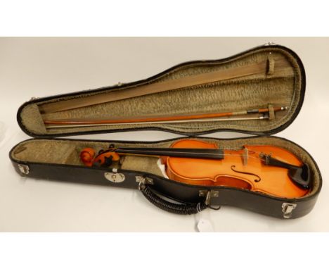 A Yamada one piece back violin 35.5cm with bow and case (3) Condition Report: Available upon request