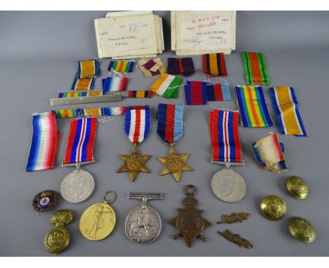 World War I &amp; II Royal Welch Fusiliers marked and unmarked medal groups including a 1914-18 trio marked '26070 Pte A R Wi