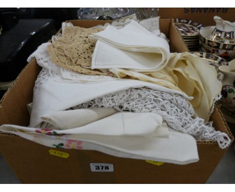 Box of vintage linen