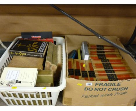 Box and plastic crate of vintage and other books