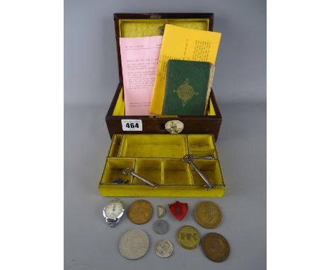 Mother of pearl inlaid jewellery box and contents