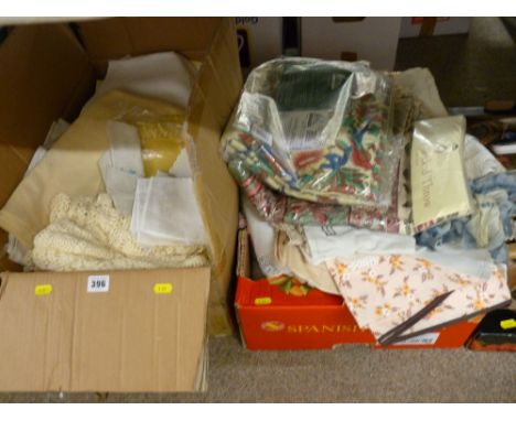 Good quantity of vintage linen and tableware contained within two boxes