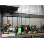 LOT OF DEWALT 20 VOLT CORDLESS DRILLS AND IMPACT DRIVERS (INCL 4 DRILLS, 2 DRIVERS, 6 BATTERIES, 4 C