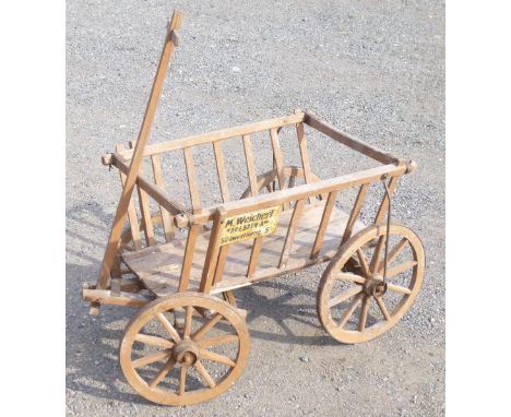 GERMAN AGRICULTURAL PULL ALONG WOODEN CART, EARLY 1900'S, FROM DRESDEN,WITH OWNER'S NAME AND ADDRESS - M.WEICHERT, DRESDEN-A,