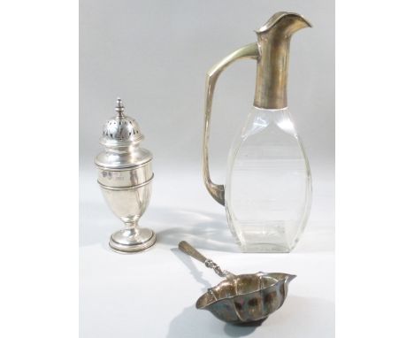 HARRODS LTD SILVER SUGAR SIFTER BY RICHARD BURBIDGE, LONDON 1912, SILVER PUNCH LADLE BY PHILIP GODDARD, LONDON 1783 AND A DEC
