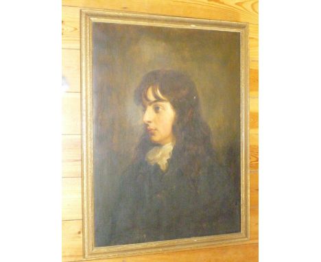 C18th/19th ENGLISH SCHOOL, PORTRAIT OF A YOUNG MAN, HALF LENGTH, OIL ON CANVAS (67.5 cm x 49.5 cm)