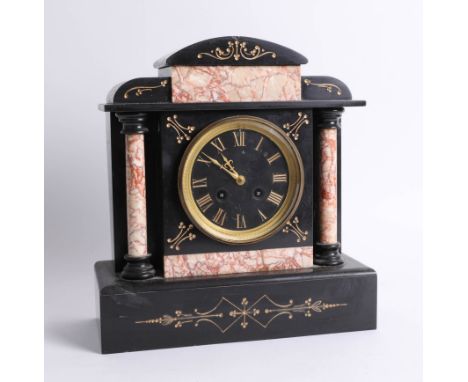 Victorian slate and marble mantle clock.