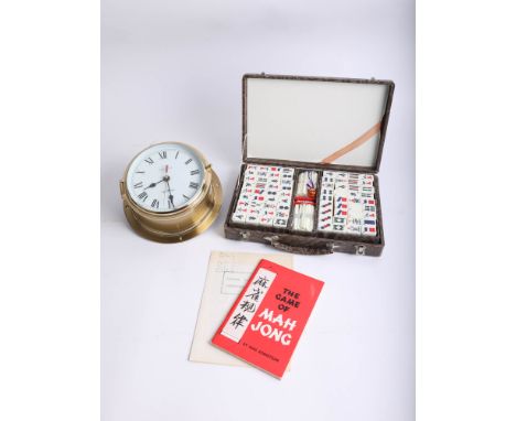 Modern Westclox ships clock and a cased Mah Jong set.