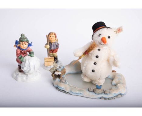 Hummel, 'Frosty Friends' collectors set with Steiff Snowman, model 1448, boxed.