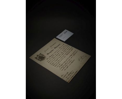 Hülsen, Botho von, langjähriger Generalintendant der Kgl. Schaupiele in Berlin (1815-1886). Brief m. U. "Hülsen". Doppelblatt