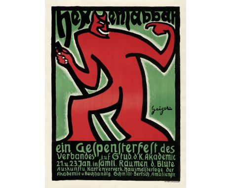 &lt;[*]&gt; Geiger, Raimund. Hexensabbat - ein Gespensterfest des j. u. f. Stud. d. K. Akademie. Großplakat. Original-Lithogr