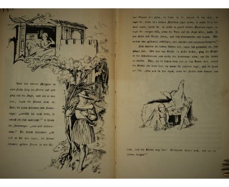Grimm, (Jacob und Wilhelm). Der Fundevogel ein Märlein (Umschlagtitel). 14 S. Mit 14 lithographischen Illustrationen (inkl. U