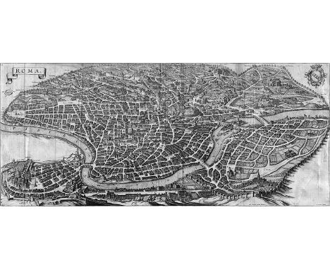 Merian, Matthäus. "Roma - Ant. Tempesta ad vivam delineav. M. Merian sculpsit". Römische Stadtansicht aus der Topographie von